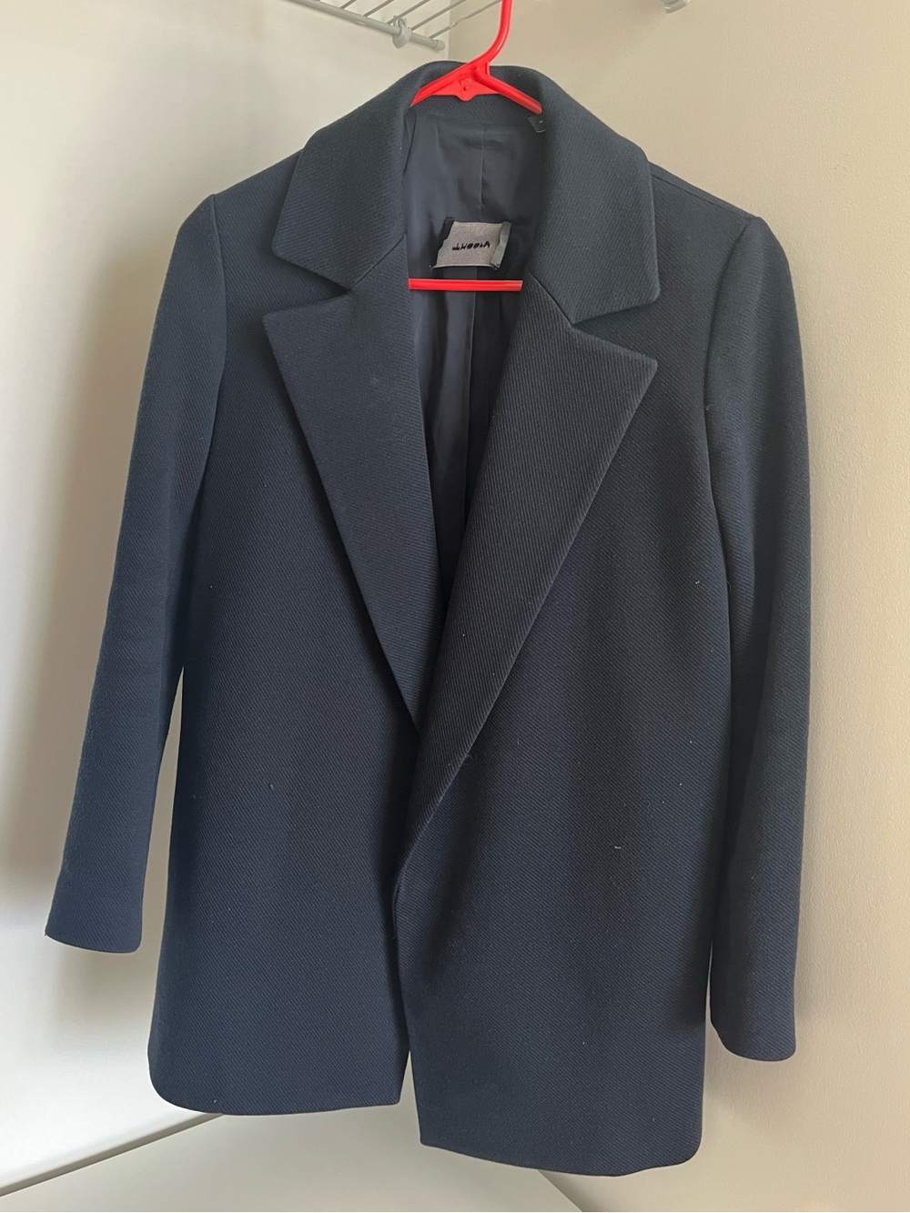 Theory Navy Single-Breasted Blazer Coat
